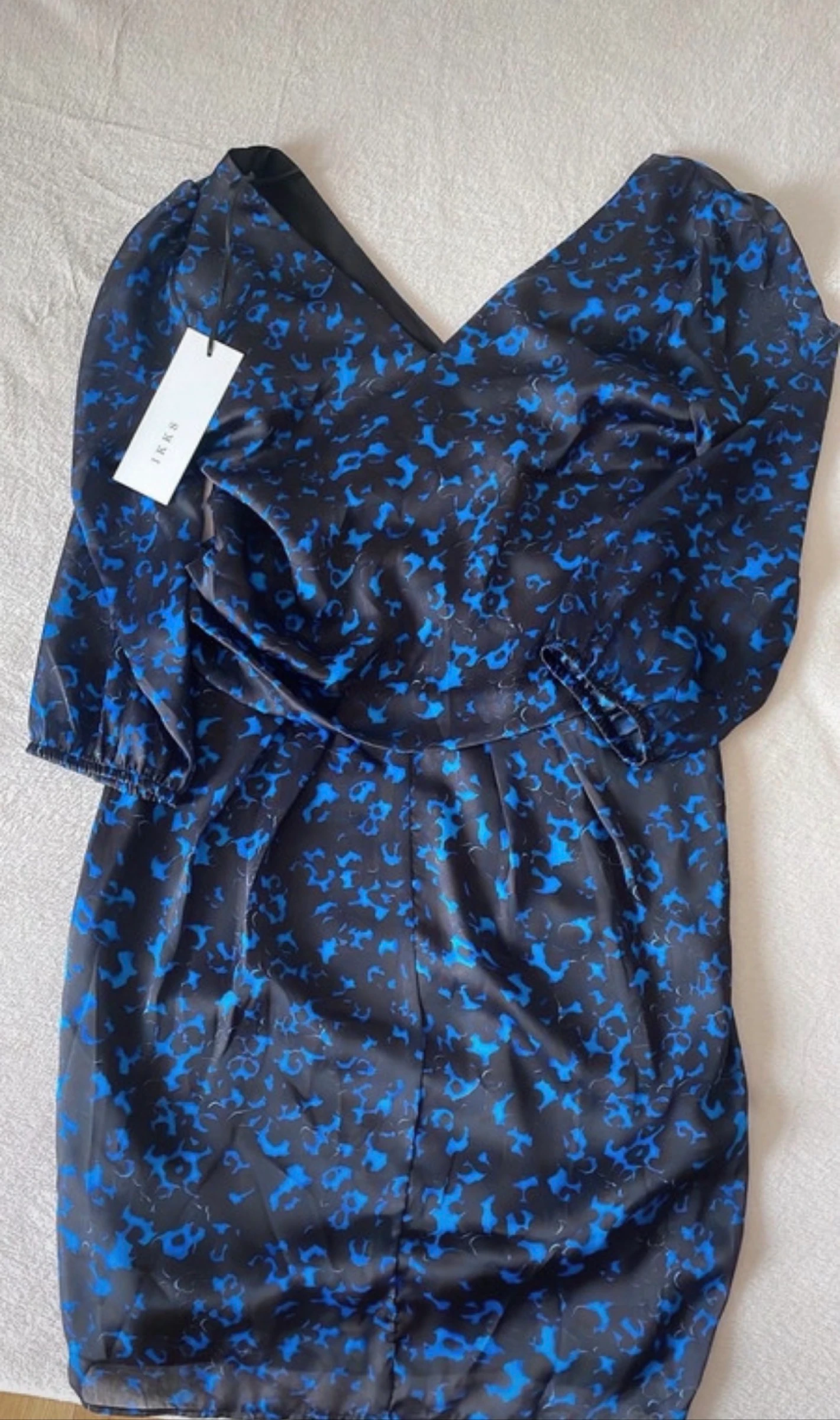 Robe IKKS imprimée bleu et noir – Taille 38 – Neuve avec étiquette